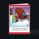 Funny "Santa's Driver" Christmas Humor Card<br><div class="desc">Merry Christmas! Enjoy spreading the laughter with this hilarious "Santa's Driver" humor holiday greeting card by artist Bill Abbott; send some laughs along with your best wishes this holiday season. Bill Abbott's cartoon "Spectickles" the internationally syndicated comic has also appeared in Hallmark U.K.,  Reader's Digest and other fine magazines!</div>