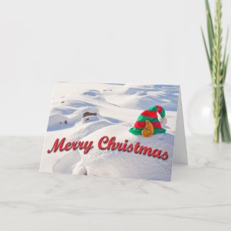 Funny Santa's Elf Hat On A Snow Drift Photo Custom