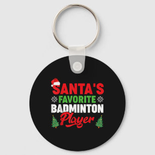 Funny Santas Favorite Badminton Player Christmas Keychain