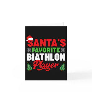 Funny Santa's Favorite Biathlon Player Christmas  Card