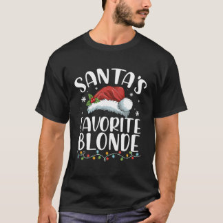 Funny Santa'S Favorite Blonde Santa Hat Pajama For T-Shirt