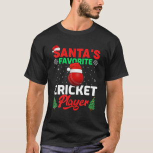 Funny Santa's Favorite Cricket Player Christmas T-Shirt