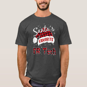 Funny Santa's Favorite ER Tech Christmas Plaid Buf T-Shirt