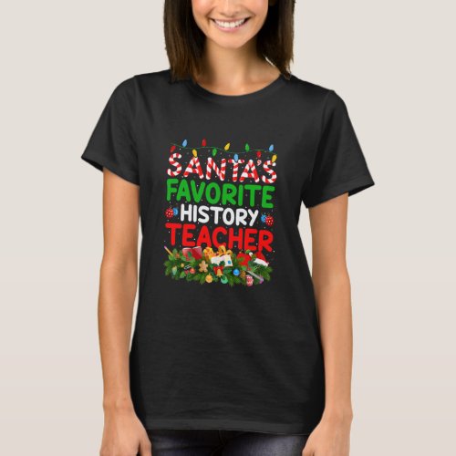 Funny Santas Favorite History Teacher Christmas  T_Shirt