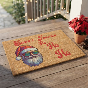 Funny Santa's Favorite Ho Retro Bold Script Fiber Doormat