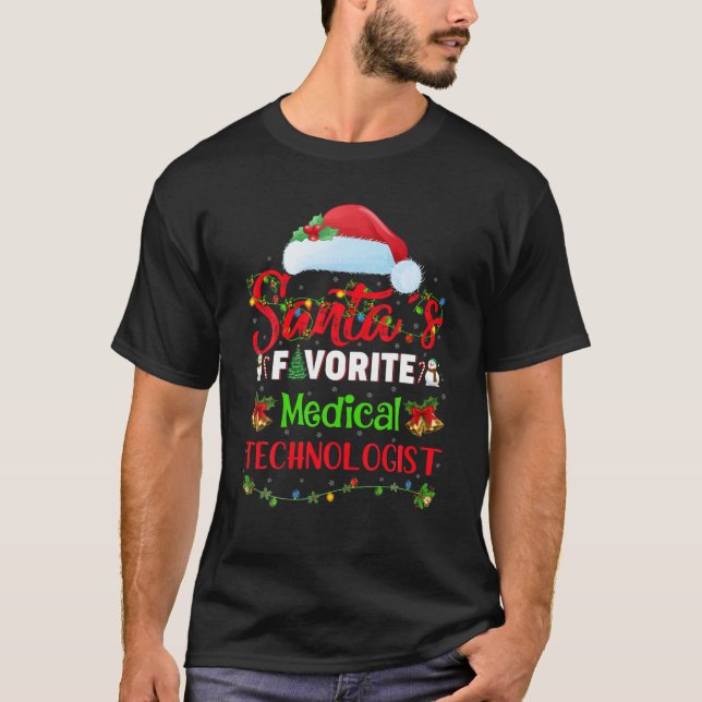 Funny Santa's Favorite Medical Technologist Christ T-Shirt (Front)