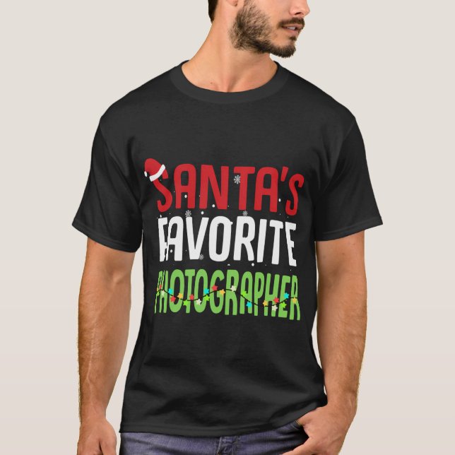 Funny Santa'S Favorite Photographer Christmas Gift T-Shirt (Front)