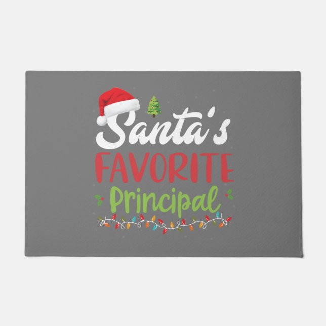 Funny Santa's Favorite Principal Christmas Doormat (Front)