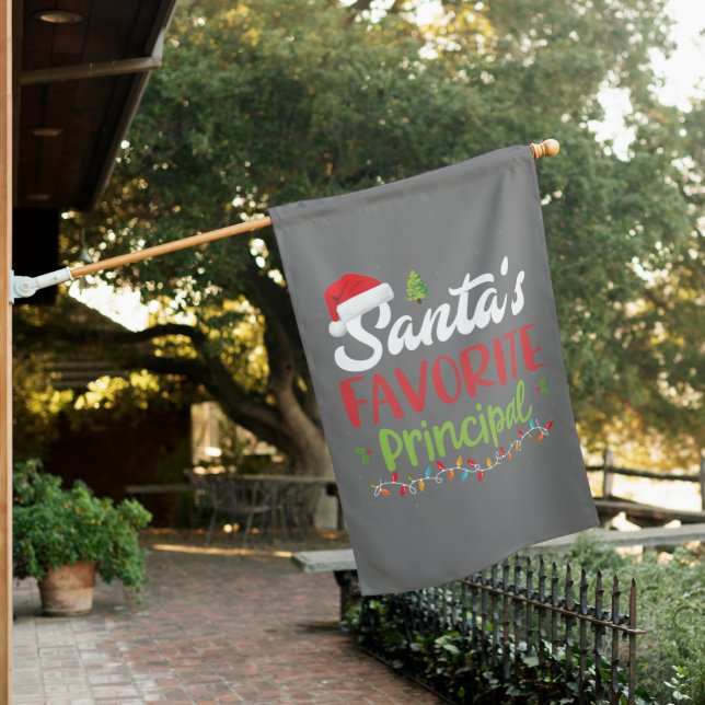 Funny Santa's Favorite Principal Christmas House Flag (In SItu)
