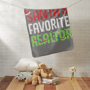 Funny Santa's Favorite Realtor Estate Agent Xmas Baby Blanket