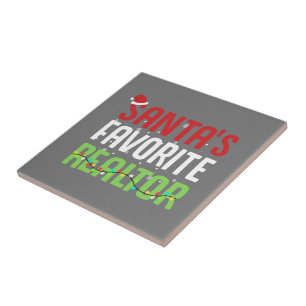 Funny Santa's Favorite Realtor Estate Agent Xmas Ceramic Tile