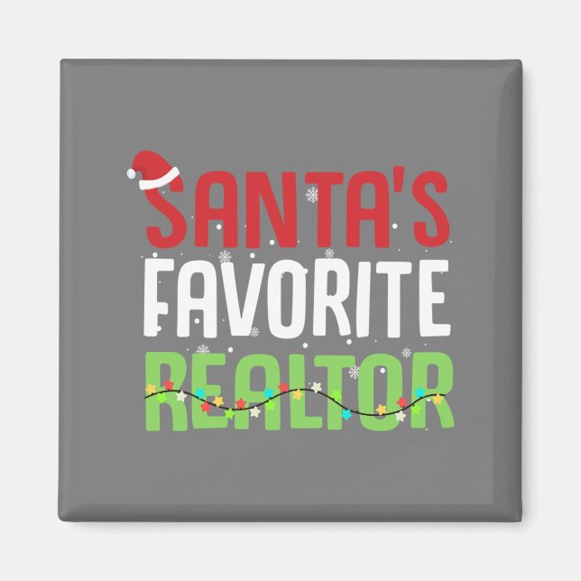 Funny Santa's Favorite Realtor Estate Agent Xmas Magnet (Front)