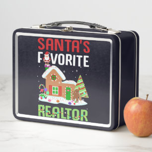 Funny Santa's Favorite Realtor Estate Agent Xmas Metal Lunch Box