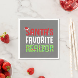 Funny Santa's Favorite Realtor Estate Agent Xmas Napkins