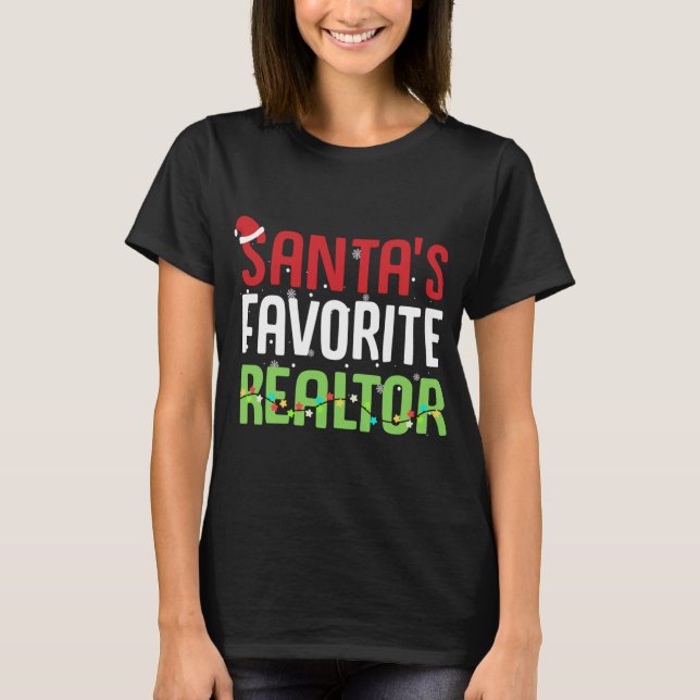 Funny Santa's Favorite Realtor Estate Agent Xmas T-Shirt (Front)