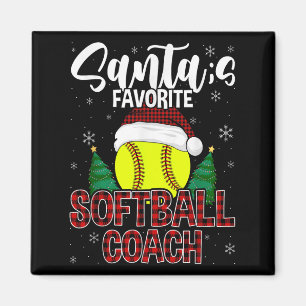 Funny Santa's Favorite Softball Coach Christmas Pl Magnet