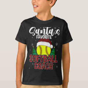 Funny Santa's Favorite Softball Coach Christmas Pl T-Shirt
