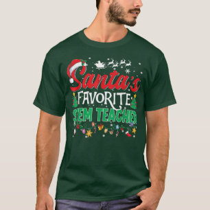 Funny Santa's Favorite Stem Teacher Christmas Sant T-Shirt