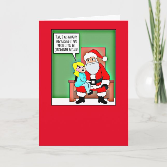 Funny Santa's Lap Holiday Greeting Card (Front)