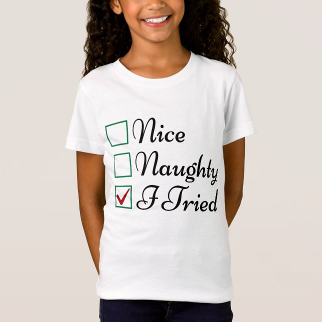 Funny Santa's list word art Christmas T-Shirt (Front)
