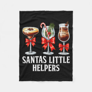 Funny Santa's Little Helper Martini Tail Merry Chr Fleece Blanket