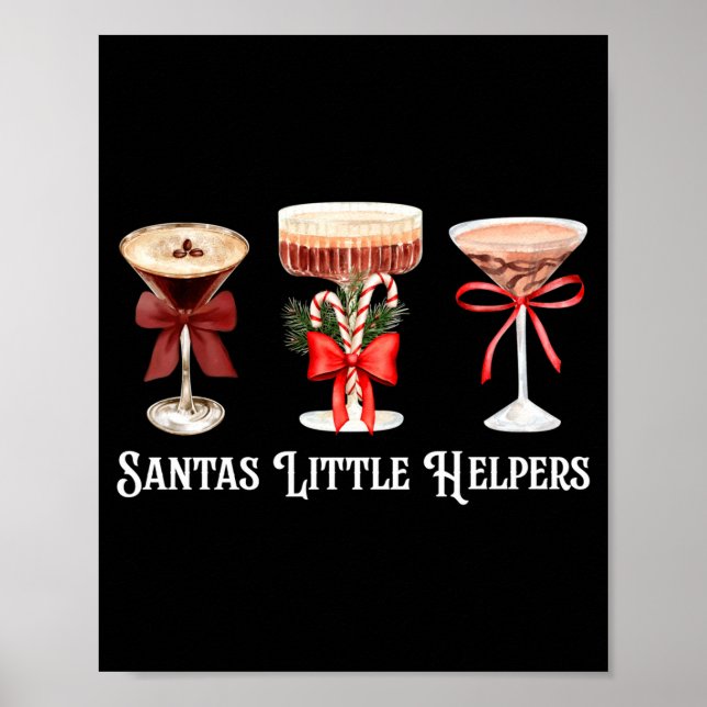 Funny Santa's Little Helper Martini Tail Merry Chr Poster (Front)