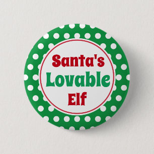 Funny Santa's Lovable Elf Christmas Button Pin