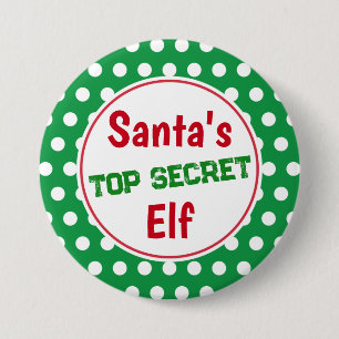 Funny Santa's Secret Elf Christmas Button Pin
