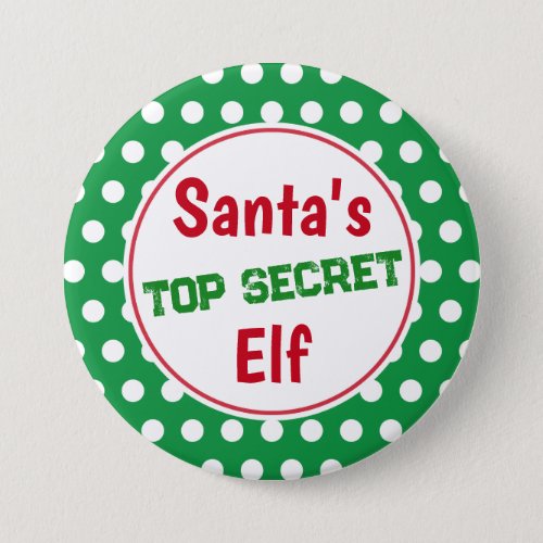 Funny Santas Secret Elf Christmas Button Pin