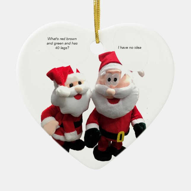 Funny Santa's Telling Jokes Christmas Ceramic Ornament (Front)