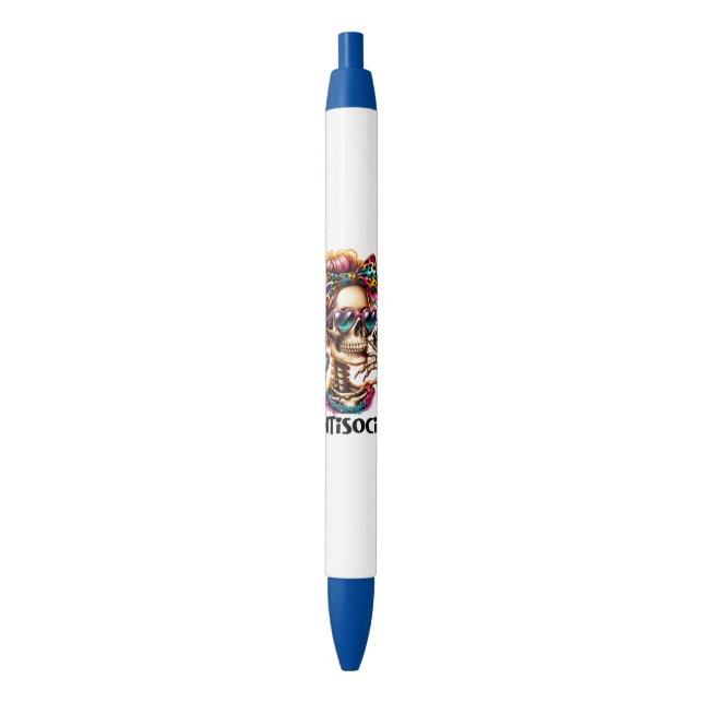 Funny sarcasm antisocial skeleton  pen (Front Vertical)