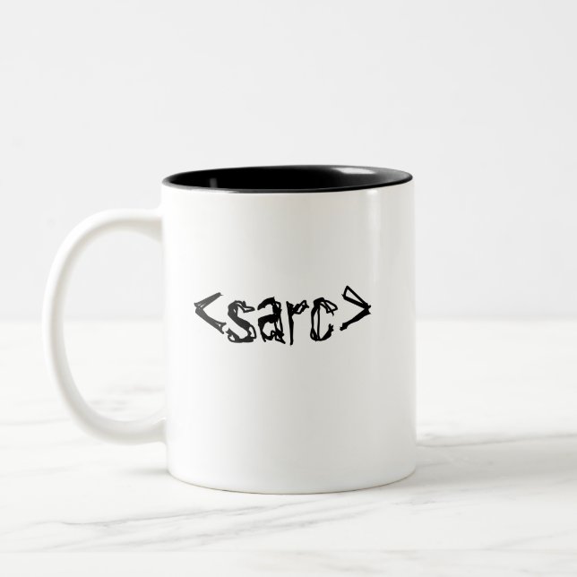 Funny Sarcasm Code Tag Two-Tone Coffee Mug (Left)