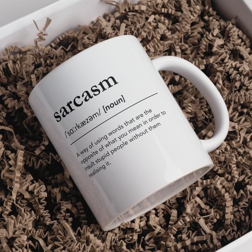 Funny sarcasm definition humorous dictionary coffee mug