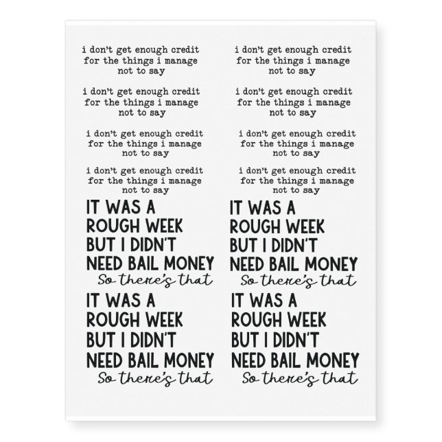 funny sarcasm quotes temporary tattoos (Front)