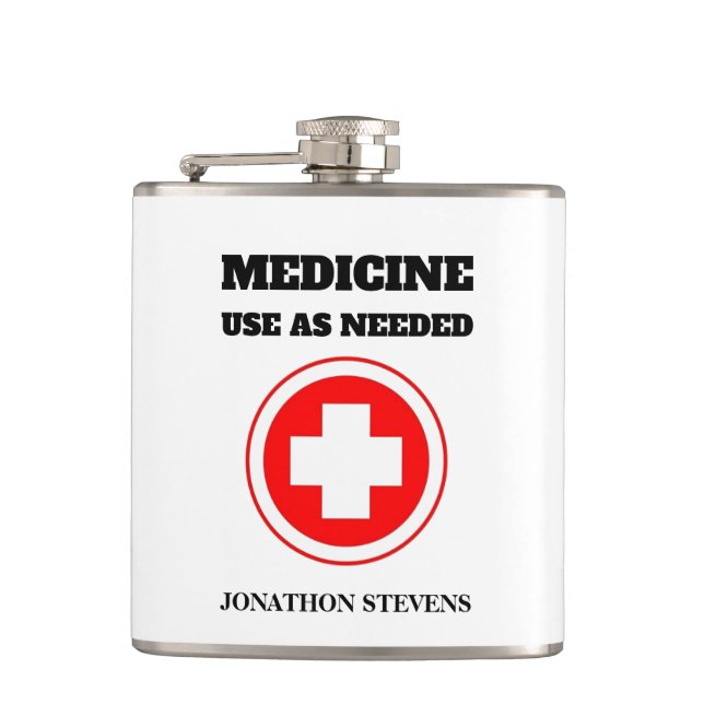 Funny Sarcasm Red Cross Medicine Quote  Flask (Front)