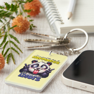 Funny sarcasm word art panda bear keychain