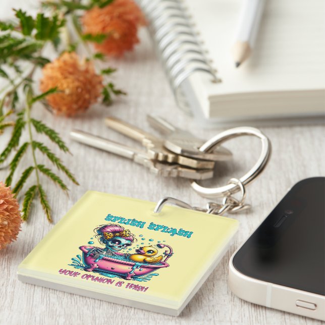 Funny sarcasm word art skeleton keychain (Front Right)