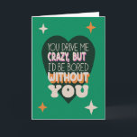 Funny Sarcastic Anniversary Husband Wife Retro Card<br><div class="desc">This fun, retro-inspired card is perfect for showing love with a playful twist. The bold typography, layered colors, and vintage design create a vibrant 1970s vibe, while the sweet message brings a mix of humor and heartfelt affection. Ideal for anniversaries, Valentine's Day, or just because, it’s a great choice for...</div>