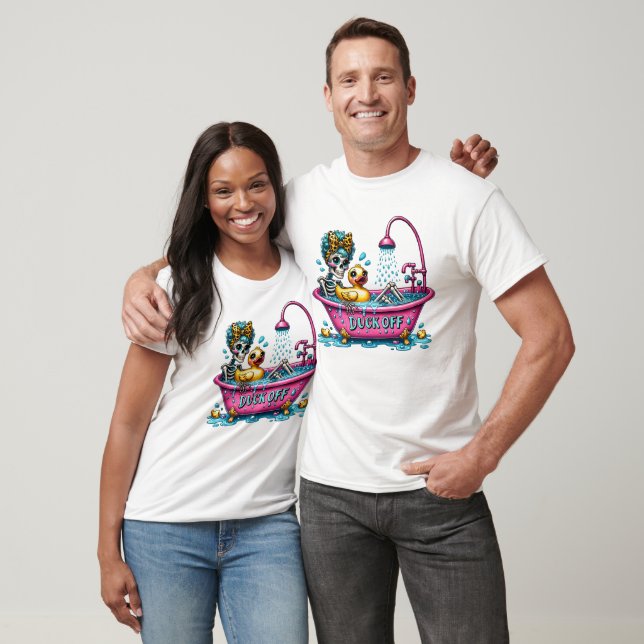 Funny Sarcastic Bathing Skeleton Duck Off T-Shirt (Unisex)
