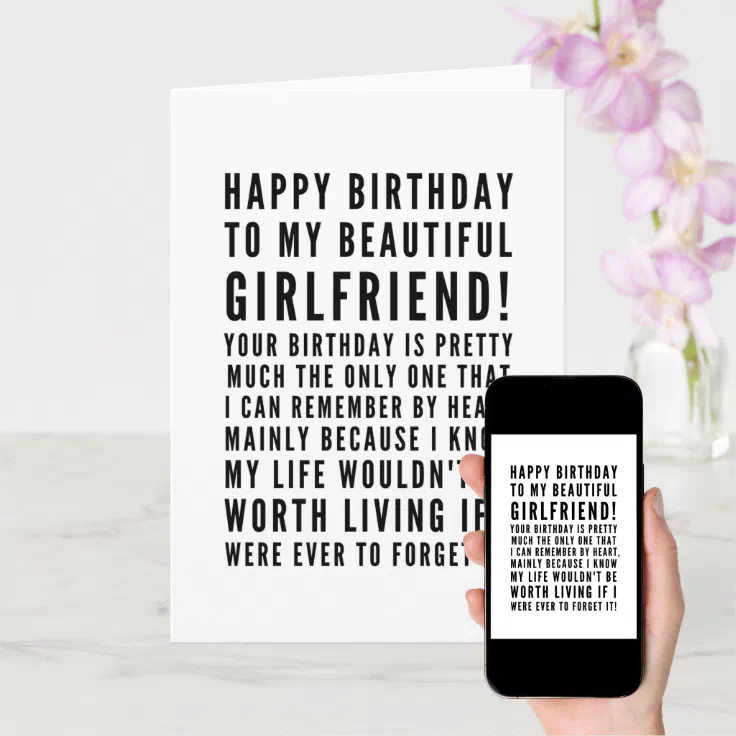Funny sarcastic birthday wishes for girlfriend card | Zazzle