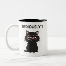 Funny Sarcastic Black Cat Glasses Seriously T-Shir