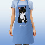 Funny Sarcastic Cat Apron<br><div class="desc">A funny sarcastic,  annoyed and unenthusiastic black and white tuxedo cat for animal lovers. Change the text or remove it to personalize further.</div>