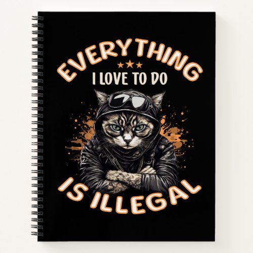 Funny Sarcastic Cat Bad Kitty Thug Gangster Cat   Notebook