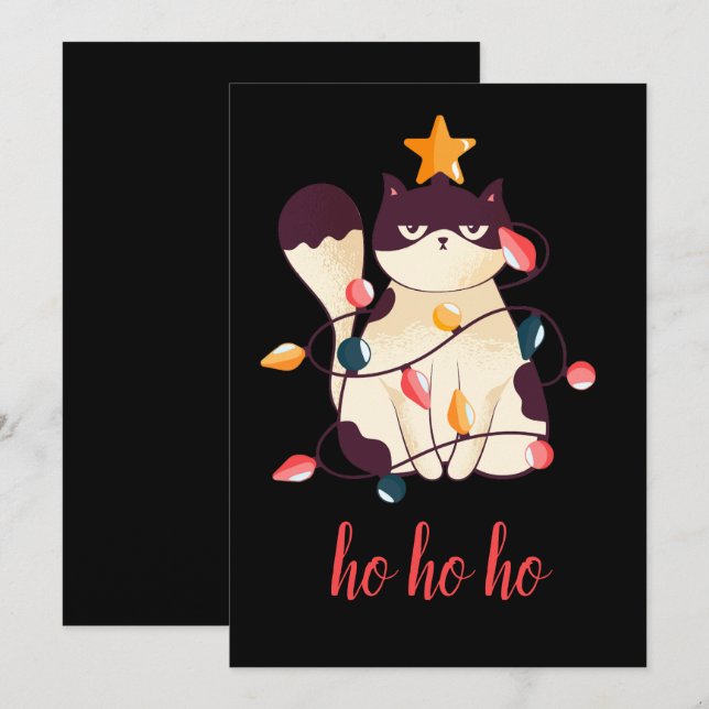 Funny Sarcastic Cat Ho Ho Ho Christmas Holiday Card (Front/Back)