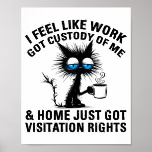 Funny Sarcastic Cat I Feel Like Work Got Custody O Poster