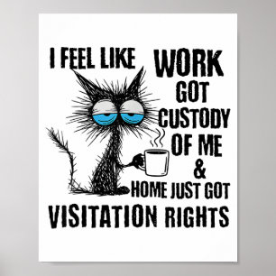 Funny Sarcastic Cat I Feel Like Work Got Custody O Poster