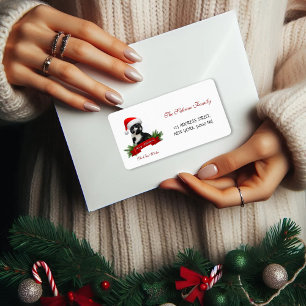 Funny Sarcastic Cat Santas Hat Christmas Address Label