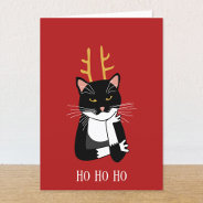 Funny Sarcastic Christmas Cat Holiday Card at Zazzle