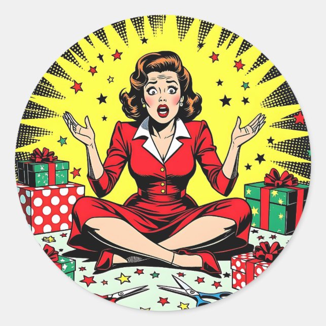 Funny Sarcastic Christmas Humor Classic Round Sticker (Front)