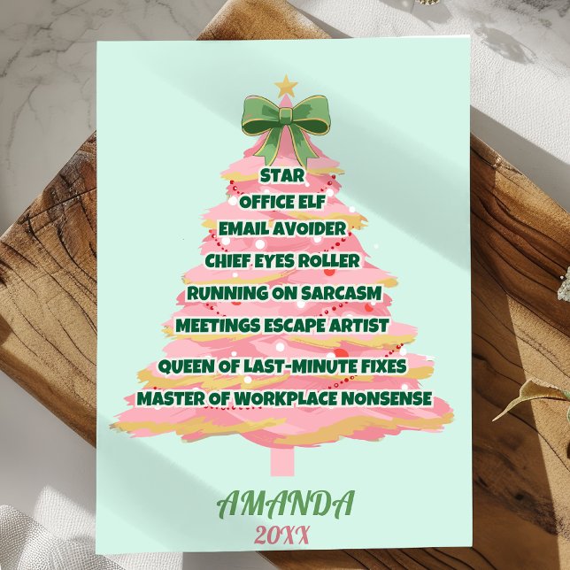 Funny sarcastic Christmas tree Coworker custom Holiday Card (Creator Uploaded)